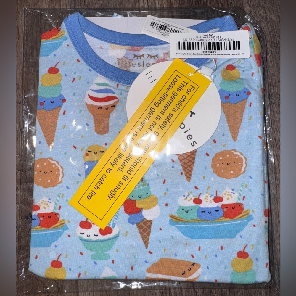 🍦 Blueberry Ice Cream Social Two Piece Short Sleeve Pajama Set Toddler 2T